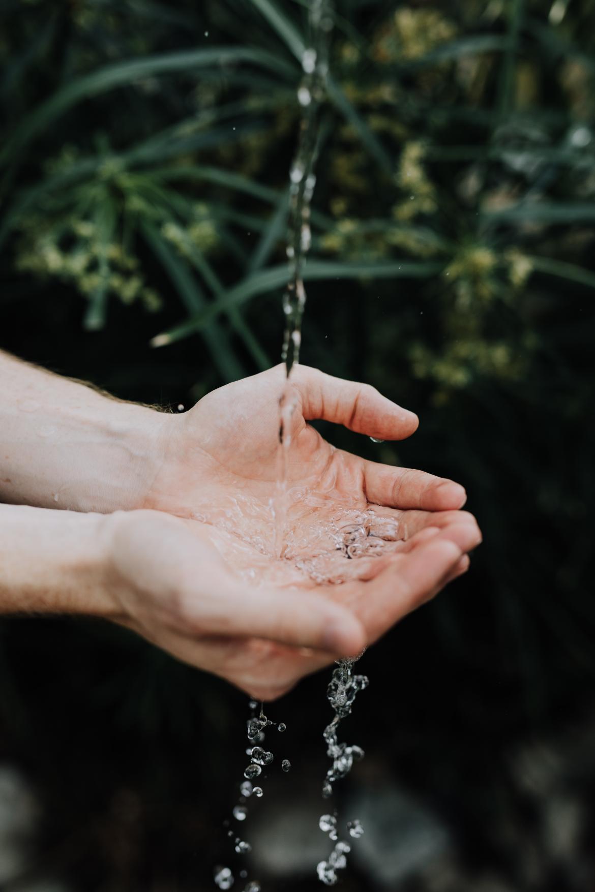 Mani che raccolgono l'acqua