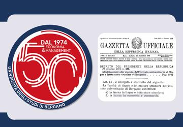 Banner con logo celebrativo per i 50 di Economia&Commercio