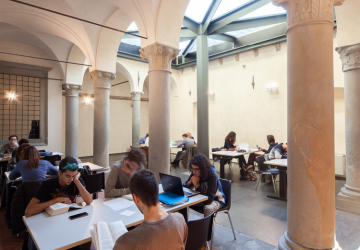 Studenti UniBg nell'aula studio di Salvecchio